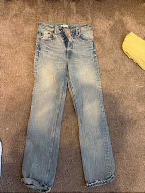 Zara Light Blue High-Rise Straight Jeans